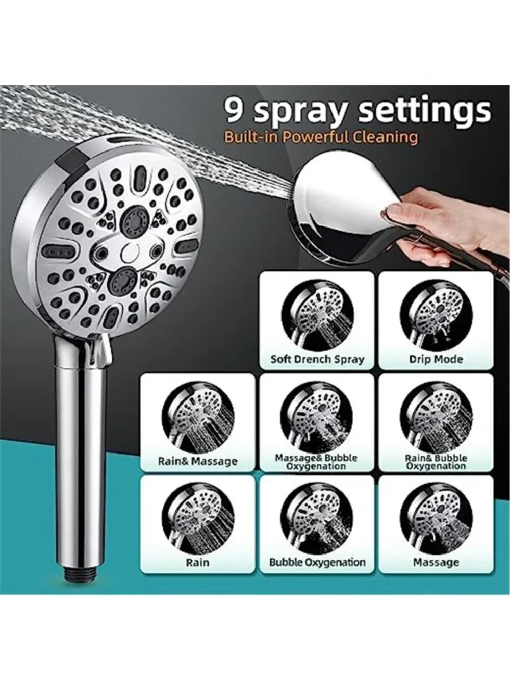 Filtered Shower Head with Handheld High Pressure 9 Spray Modes Showerhead
